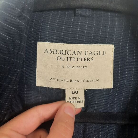 American Eagle Cotton Jacket Navy Men's Size Large - Picture 5 of 7